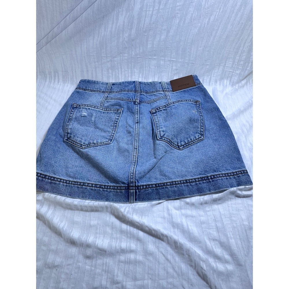 HIDDEN Jeans Zip Front Mini Skirt Womens Size M Blue Light Wash Excellent Denim